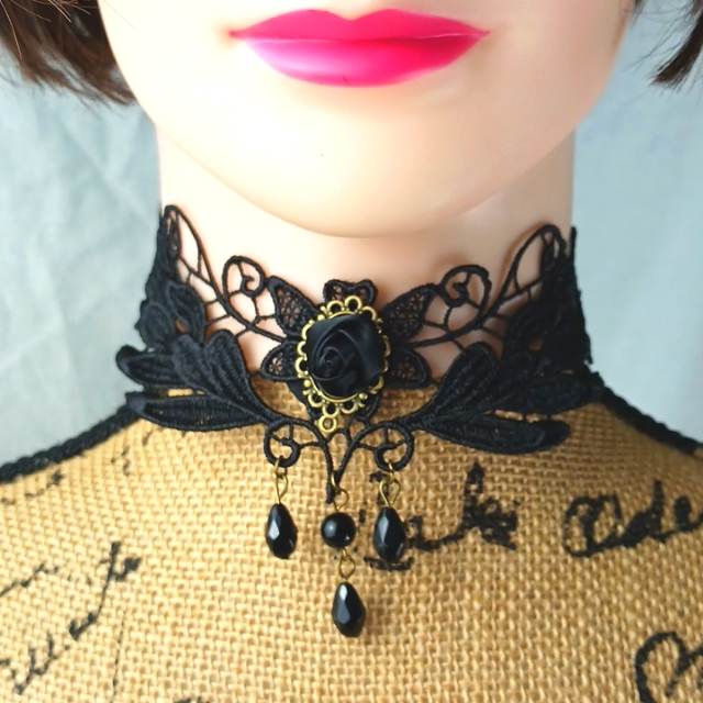 Ella & Elly New Gothic Choker Black Vintage Victorian Style Necklace Steampunk